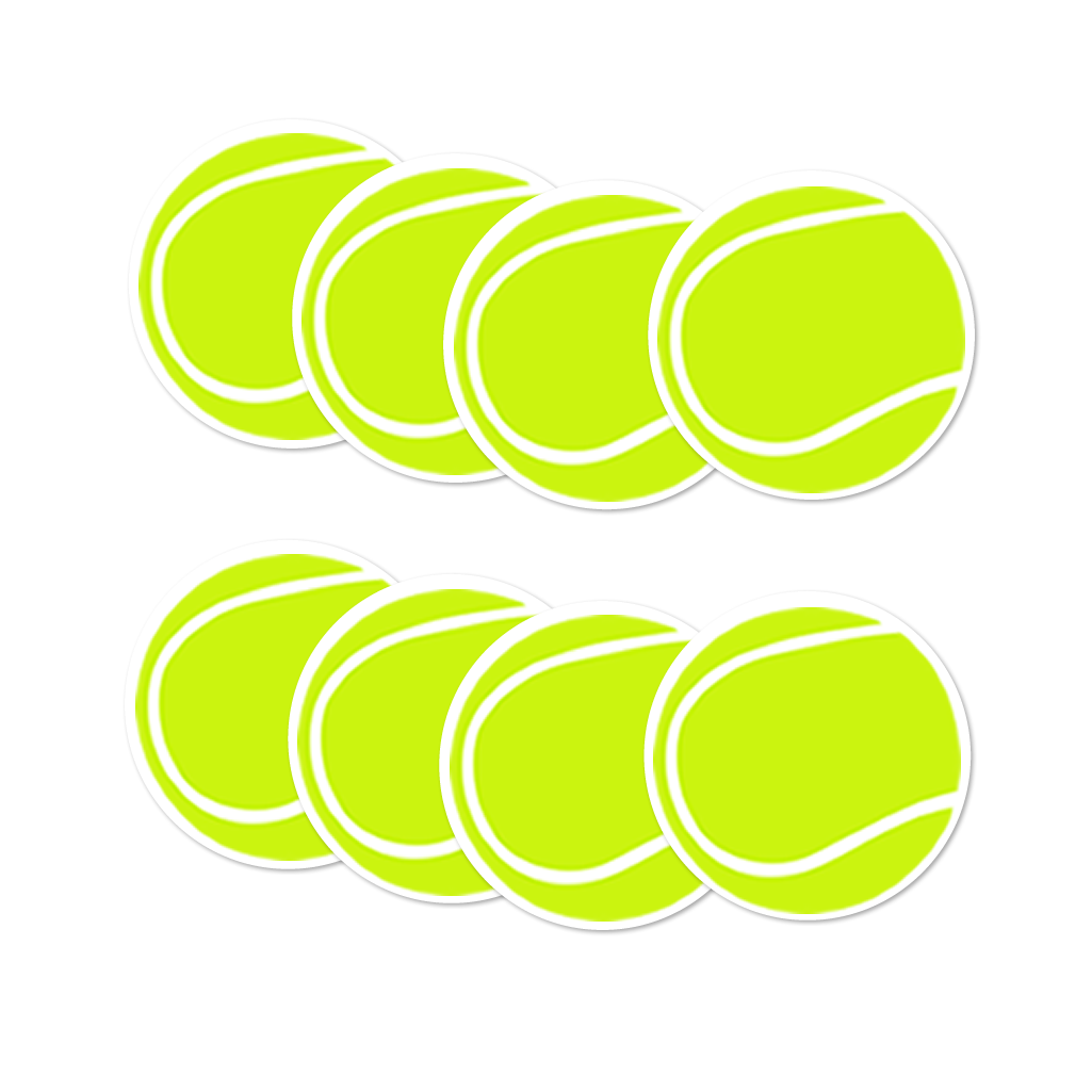 8 PACK Long Tennis ball waterproof Glossy vinyl sticker in / outdoor