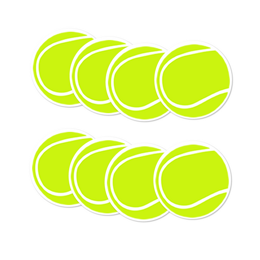 8 PACK Long Tennis ball waterproof Glossy vinyl sticker in / outdoor