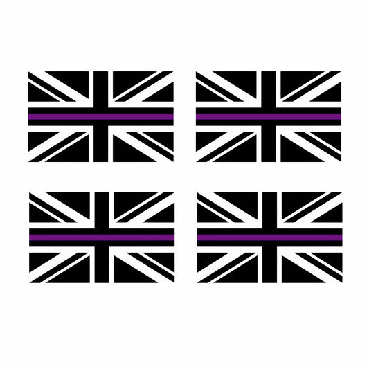 Set of 4 Thin Purple Line UK Iron on Screen Print for fabric Machine Washable First Responders