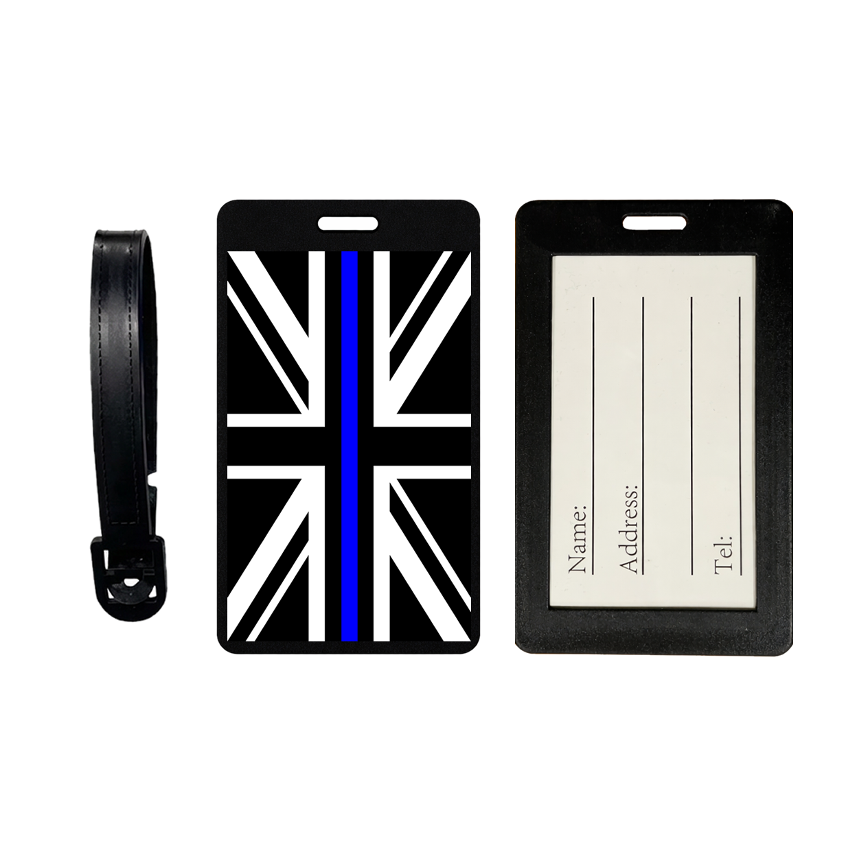 Thin Blue Line Flag Suitcase Tag –Luggage Tag, Travel ID UK United Kingdom GB