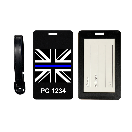 Custom Thin Blue Line Flag Suitcase Tag –Luggage Tag, Travel ID UNITED KINGDOM