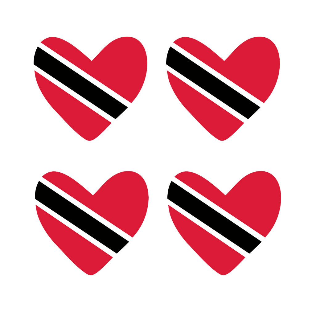4 X TRINIDAD flag Heart Iron on transfer