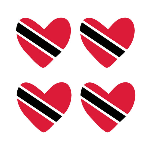 4 X TRINIDAD flag Heart Iron on transfer