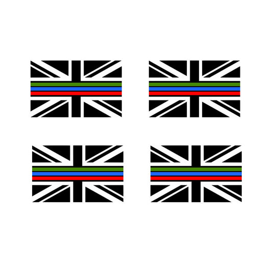 Set of 4 x first responders Iron on Screen Print Transfers for Fabrics Machine Washable Front Line  Union jack Thin Red Green Blue Line Flag