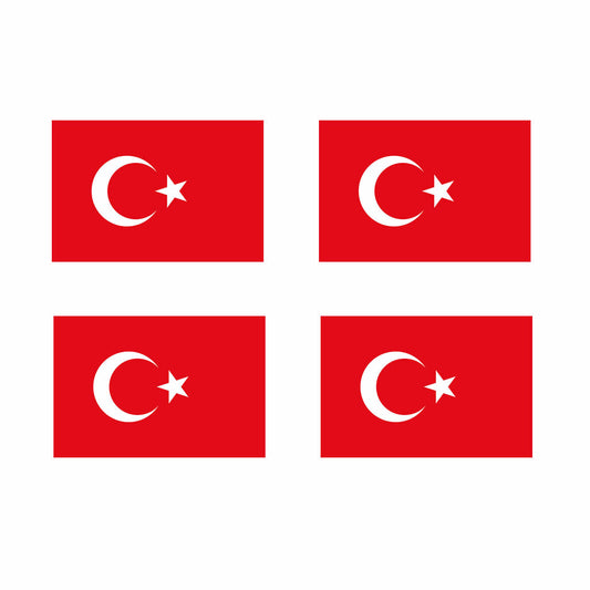 Set of 4 Turkey Flag Iron on Screen Print Transfers for Fabrics Turkish