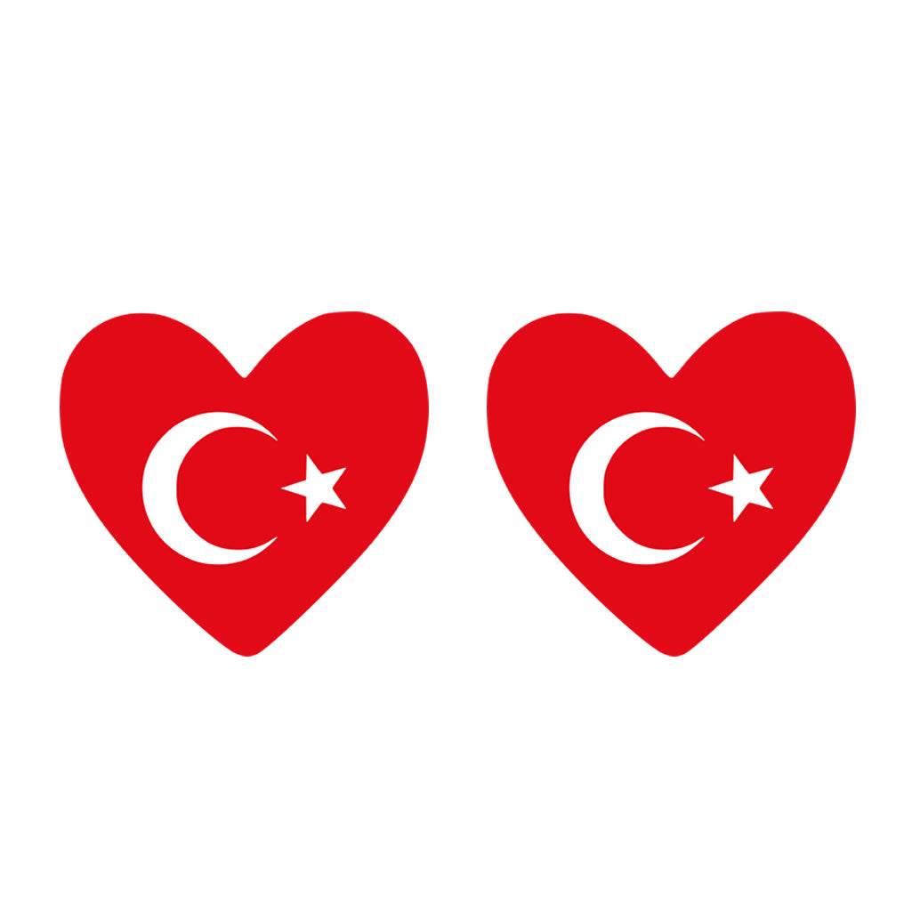 2 x  Turkey Flag Heart Temporary Tattoo Turkish Team support body art