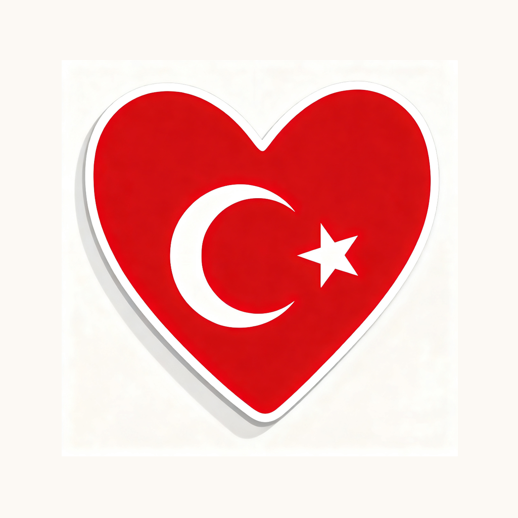 4 PACK Turkey Flag heart waterproof Matte vinyl sticker Turkish Team