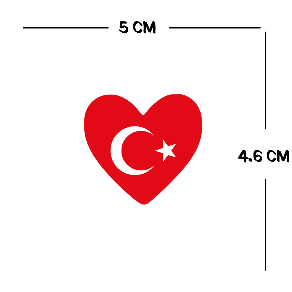2 x  Turkey Flag Heart Temporary Tattoo Turkish Team support body art