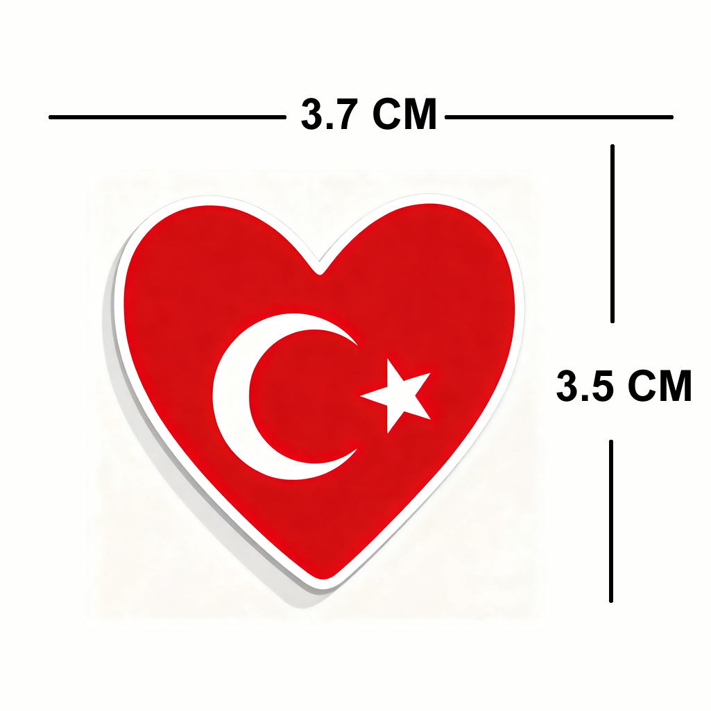4 PACK Turkey Flag heart waterproof Matte vinyl sticker Turkish Team