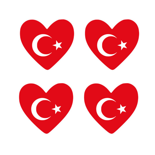4 X Turkey flag Heart Iron on transfer