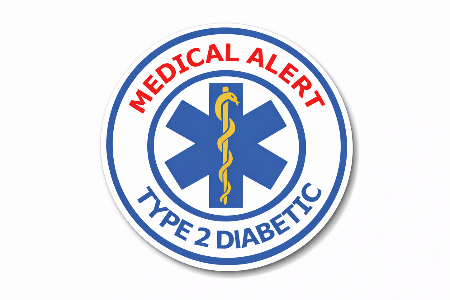 4 PACK Medical Alert Type 2 Diabetic waterproof Matte vinyl sticker