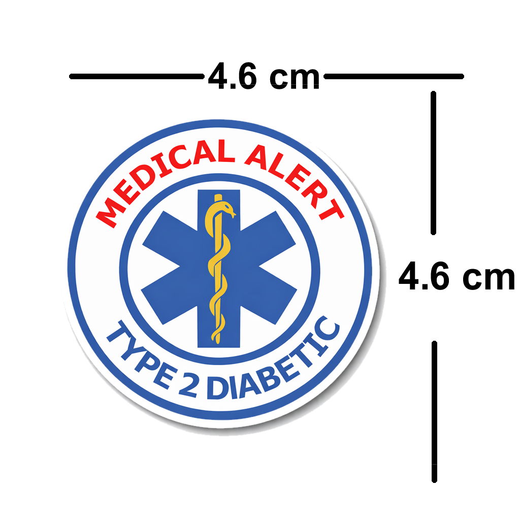 4 PACK Medical Alert Type 2 Diabetic waterproof Matte vinyl sticker