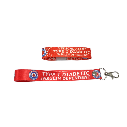 Set of Type 1 Diabetic elastic Wrist band wristband / Key tag gift diabetes insulin dependent