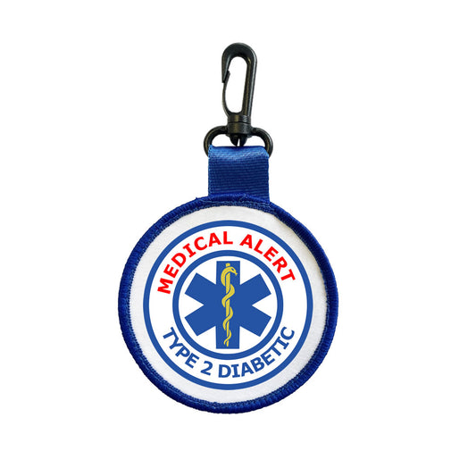 Medical Alert Type 2 Diabetic Luggage Tag Pull Bag Key Ring Keyring Diabetes