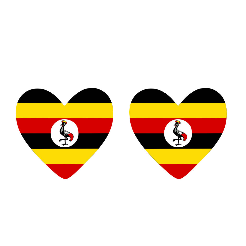 2 x Uganda Flag Heart Temporary Tattoo Ugandan Team support body art