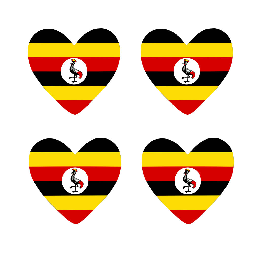 4 X UGANDA flag Heart Iron on transfer