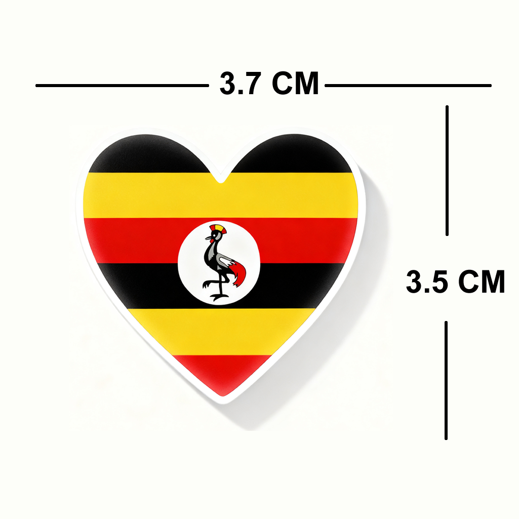 4 PACK Uganda Flag heart waterproof Matte vinyl sticker Ugandan Team