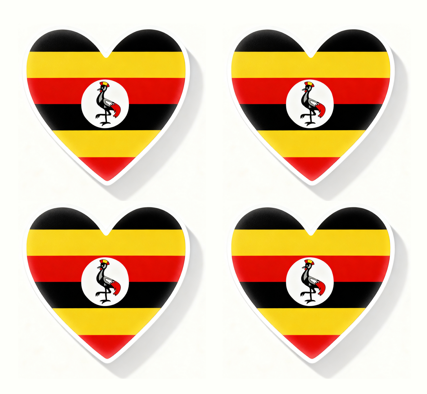 4 PACK Uganda Flag heart waterproof Matte vinyl sticker Ugandan Team