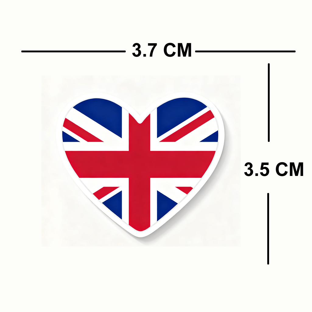 4 PACK UK Flag heart waterproof Matte vinyl sticker Union jack GB Great Britain
