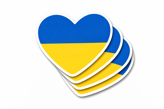 4 PACK Ukraine Flag heart waterproof Matte vinyl sticker