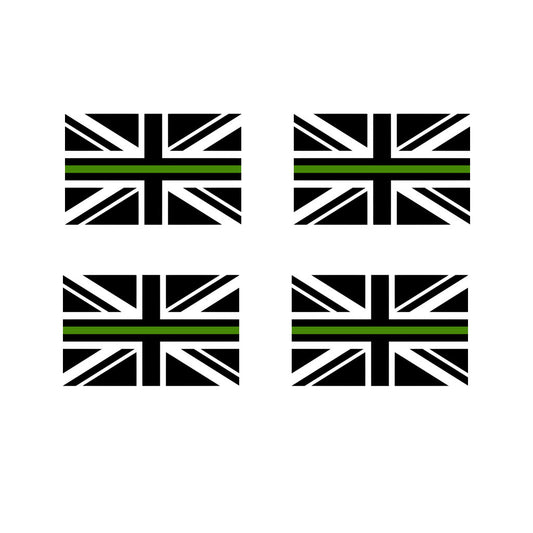 Set of 4 x Thin Green Line Flag Iron on Transfers