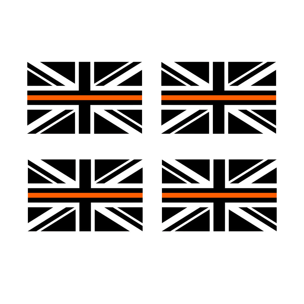 Set of 4 x Thin Orange Line Flag Iron on Screen Print Transfers for Fabrics Machine Washable search and rescue Flag patch