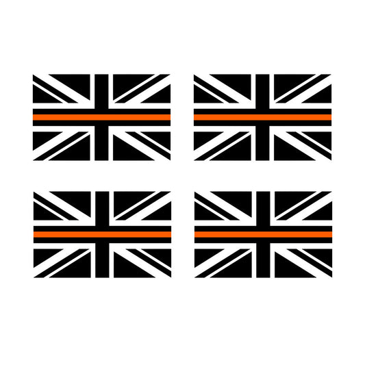 Set of 4 x Thin Orange Line Flag Iron on Screen Print Transfers for Fabrics Machine Washable search and rescue Flag patch