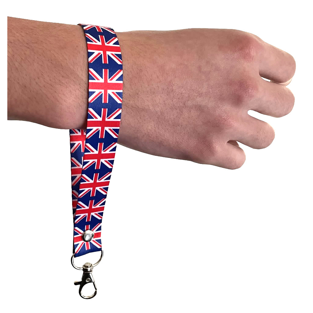 Set of UK flag elastic Wrist band wristband / Key tag gift union jack Great Britain united kingdom