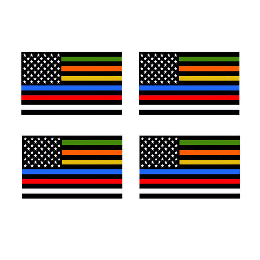 Set of 4 x USA FIRST RESPONDERS Flag Iron on Screen Print Transfers for Fabrics front line  patch