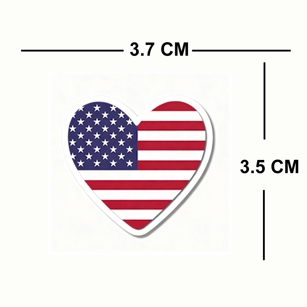 4 PACK USA Flag heart waterproof Matte vinyl sticker UNITED STATES Team