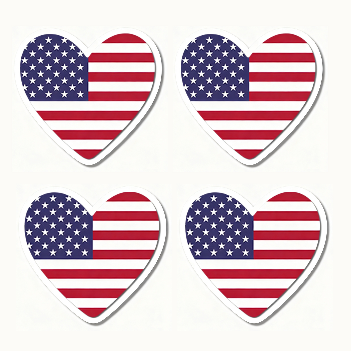 4 PACK USA Flag heart waterproof Matte vinyl sticker UNITED STATES Team