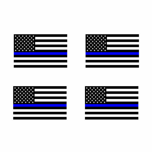 Set of 4 USA thin blue line FLAG Iron on Screen Print Transfers for Fabrics