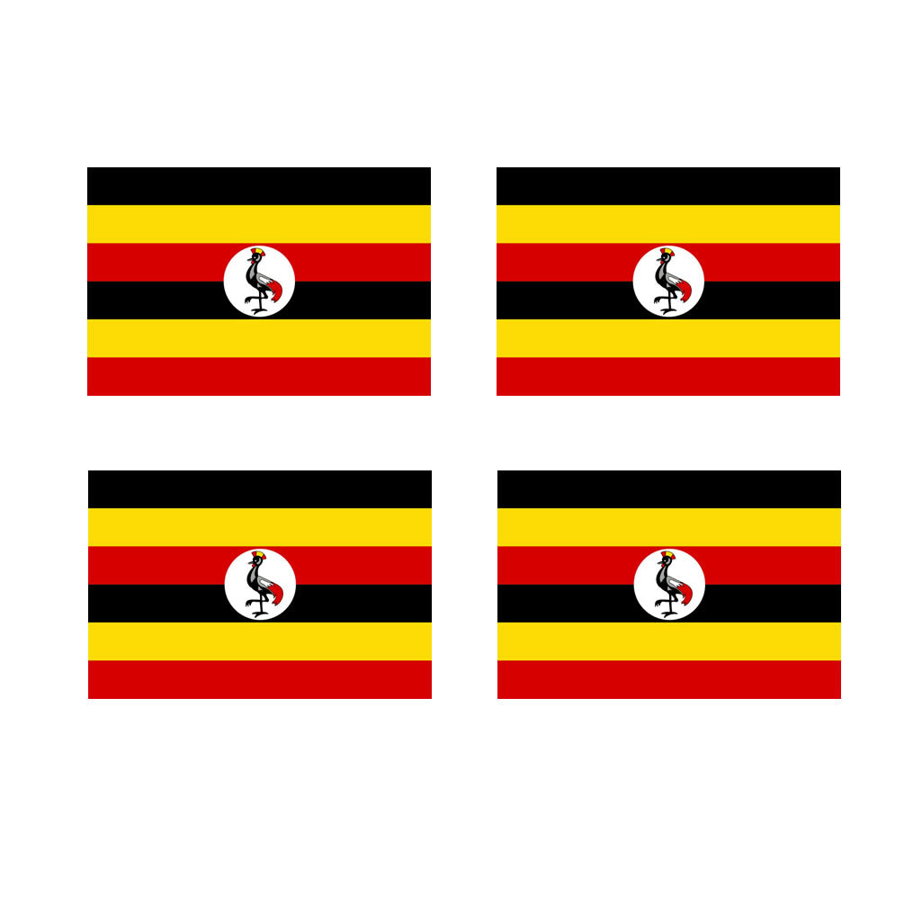 Set of 4 x Uganda Flag Iron on Screen Print for fabric Machine Washable Transfer Ugandan Flag