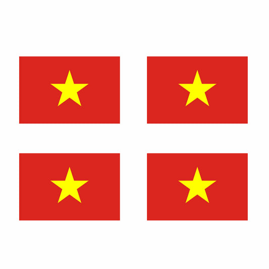 Set of 4 VIETNAM FLAG Iron on Screen Print Transfers for Fabrics VIETNAMESE