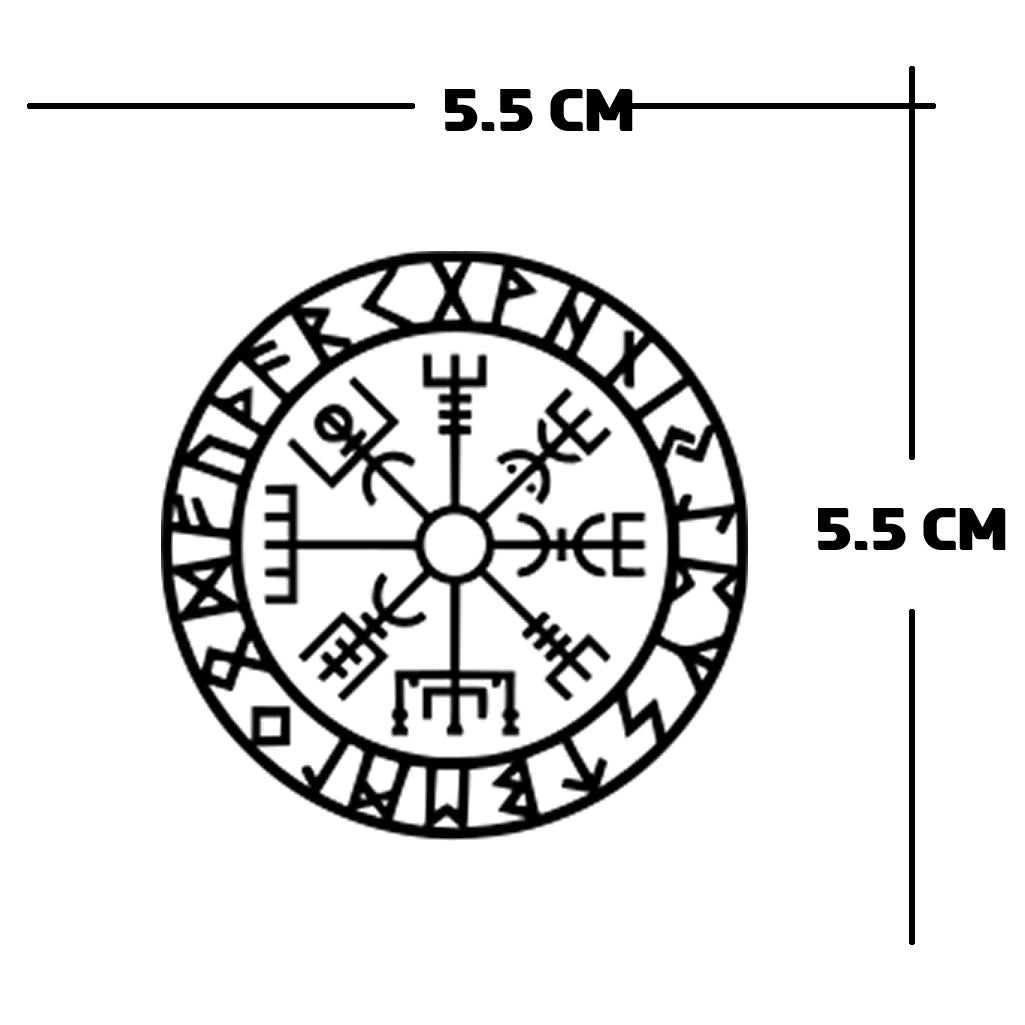 Viking Semi Permanent Tattoo Waterproof Lasts 1 - 2 weeks in compass Vegvisir