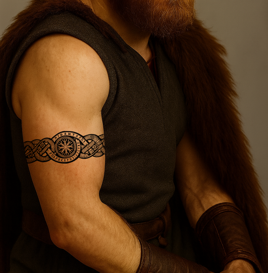 Viking Icelandic symbol SEMI PERMANENT Tattoo Waterproof Lasts 1 week  armband body art tattoo Norway Vegvisir Emblem compass