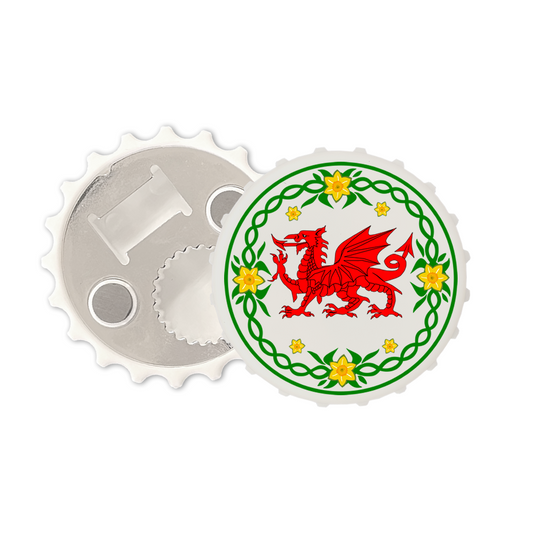 Wales dragon Magnetic bottle cap opener fridge magnet welsh daffodil