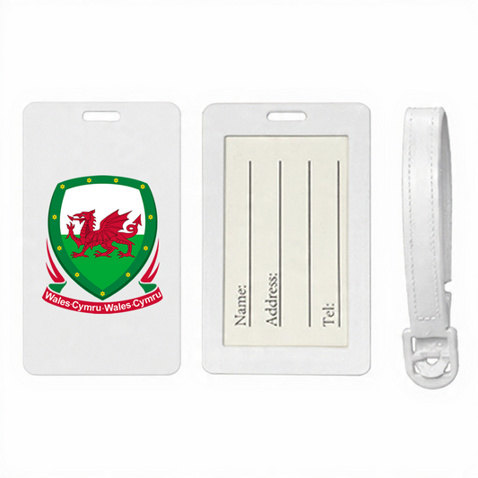 Wales Crest Suitcase Tag, welsh Flag Luggage Tag, Travel ID Bag red dragon