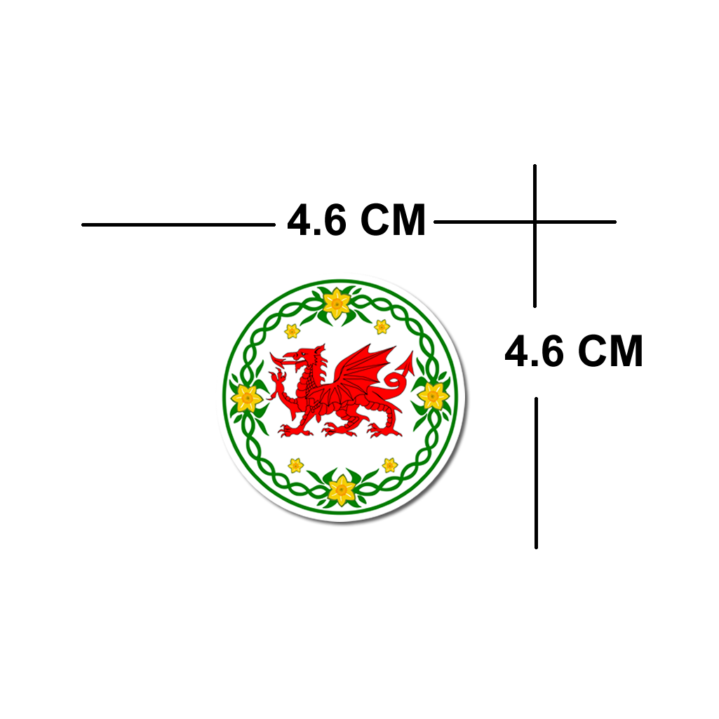 Inking House Set of 5 Wales Celtic Symbol waterproof Vinyl Stickers, Cymru Welsh Dragon Daffodil Wales Map