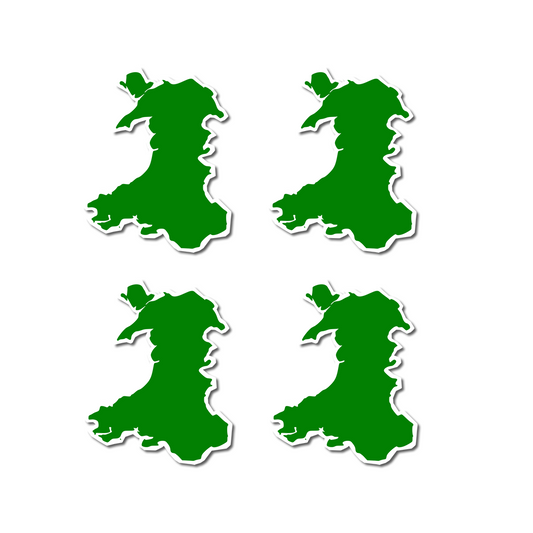 Set of 4 Welsh Map, wales symbol waterproof Matte vinyl sticker paper
