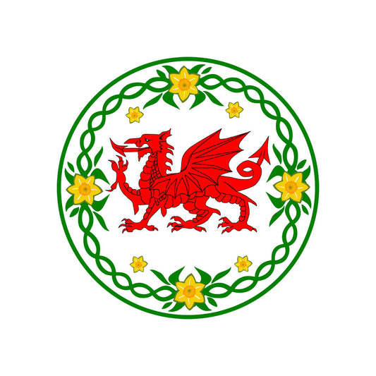 Wales Dragon iron on Transfer patch for fabrics Welsh Team Daffodil