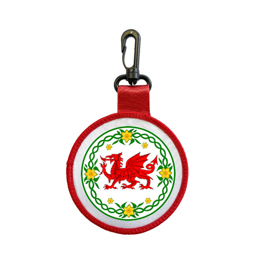 Wales Dragon Luggage Tag Zipper Pull Bag Ring Key Ring Keyring Welsh Daffodil