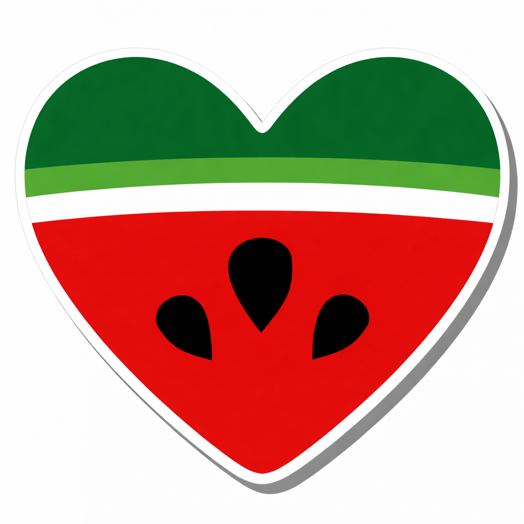 4 PACK Watermelon Flag heart waterproof Matte vinyl sticker free Palestine