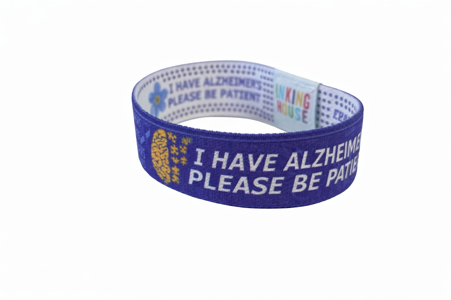Set of i have Alzheimer's elastic Wrist band wristband / Key tag forget me not