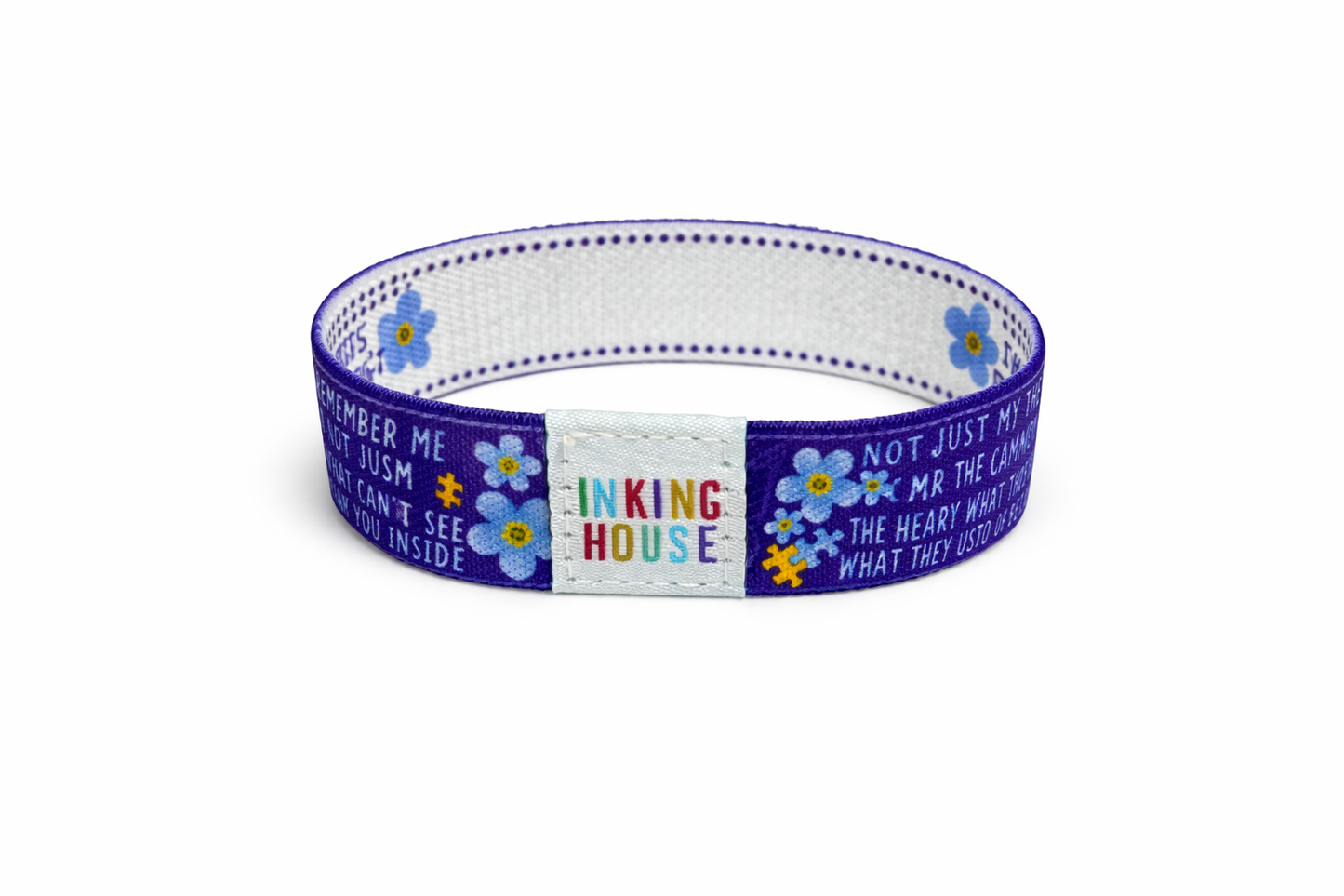Set of i have Alzheimer's elastic Wrist band wristband / Key tag forget me not