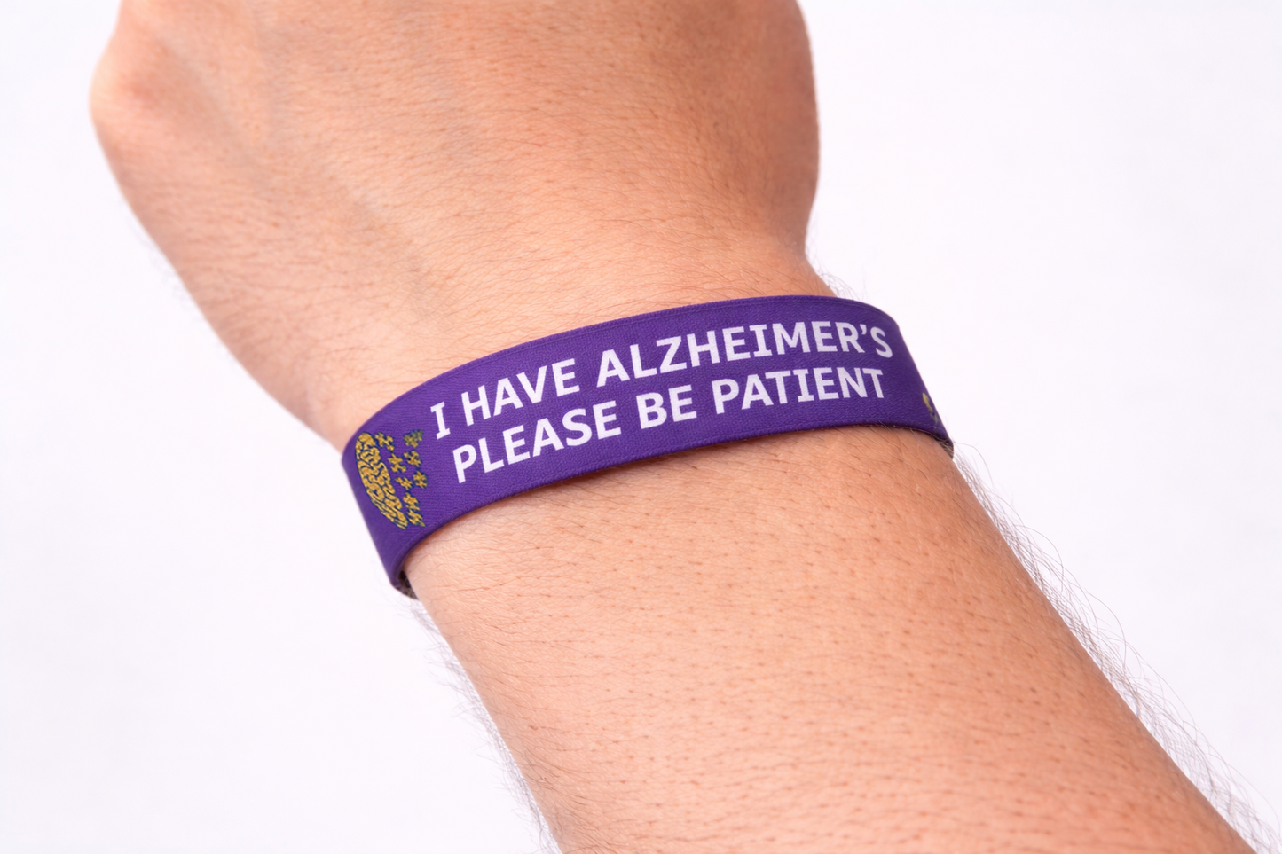 Set of i have Alzheimer's elastic Wrist band wristband / Key tag forget me not