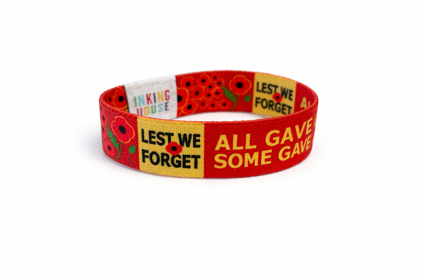 Set of Lest we forget elastic Wrist band wristband / Key tag poppy remembrance