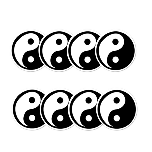 8 PACK Ying Yang waterproof Glossy vinyl sticker in / outdoor use