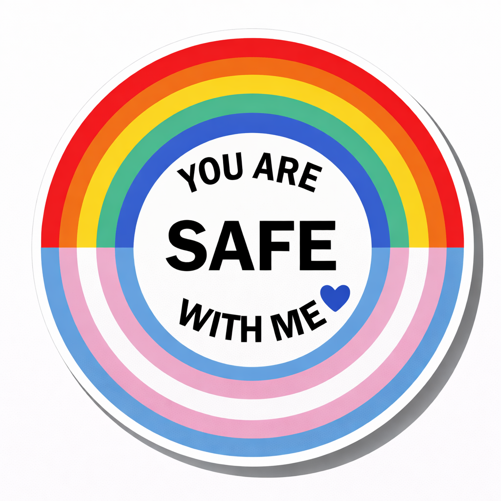 4 PACK You are safe with me waterproof Matte vinyl sticker LGBTQ Rainbow pride