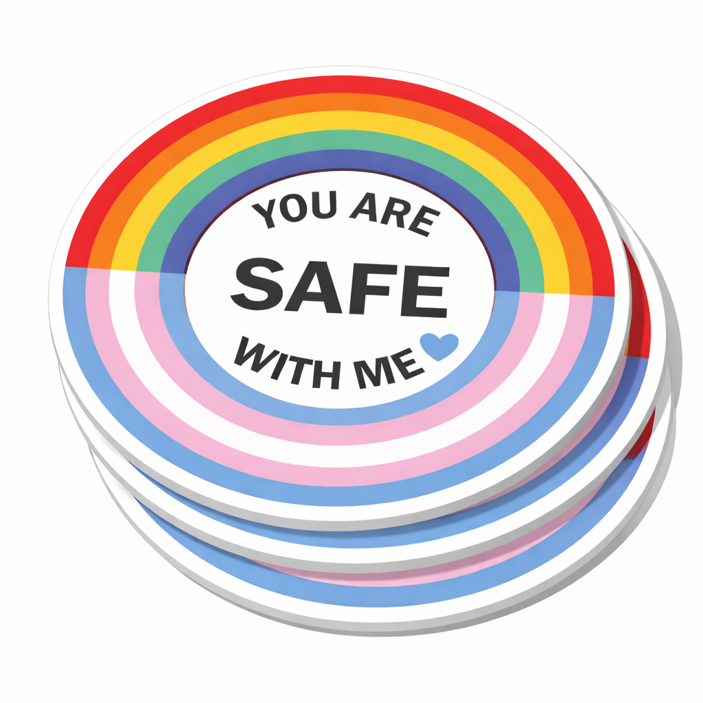 4 PACK You are safe with me waterproof Matte vinyl sticker LGBTQ Rainbow pride